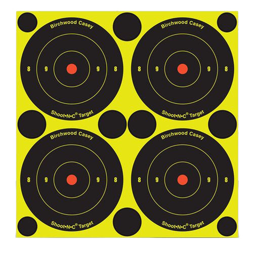 Birchwood Casey 34315 Shoot-N-C  Self-Adhesive Paper 3 Bullseye Yellow Target Paper w/Black Target & Red Accents 12 Per Pack