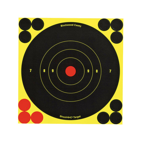 Birchwood Casey 34512 Shoot-N-C  Self-Adhesive Paper 6 Bullseye Yellow Target Paper w/Black Target & Red Accents 12 Per Pack