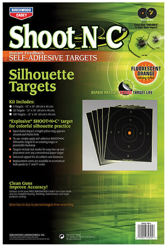 Birchwood Casey 34605 Shoot-N-C  Self-Adhesive Paper 12 x 18 Silhouette Yellow Target Paper w/Black Target & Red Accents 5 Per Pack