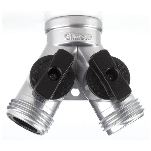 Gilmour Zinc Y-Connector w/ Shut-Offs