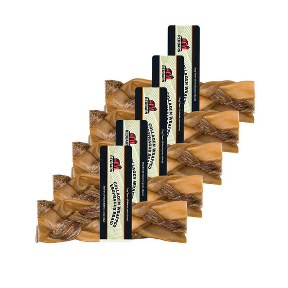 Redbarn Collagen Wrapped Esophagus Braid Dog Treats