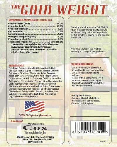 Cox Veterinary Laboratory Gain Weight