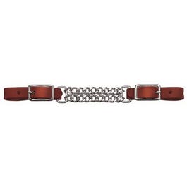 Horse Curb Strap, Double Flat Link, Mahogany Leather, 5/8-In.