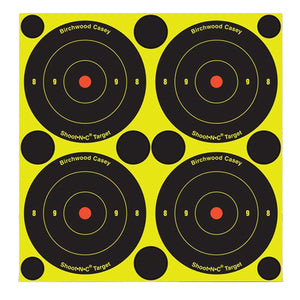 Birchwood Casey 34315 Shoot-N-C  Self-Adhesive Paper 3" Bullseye Yellow Target Paper w/Black Target & Red Accents 12 Per Pack