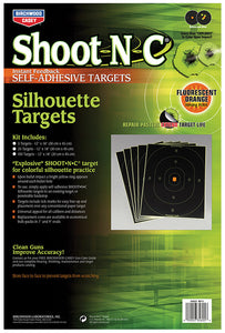 Birchwood Casey 34605 Shoot-N-C  Self-Adhesive Paper 12" x 18" Silhouette Yellow Target Paper w/Black Target & Red Accents 5 Per Pack